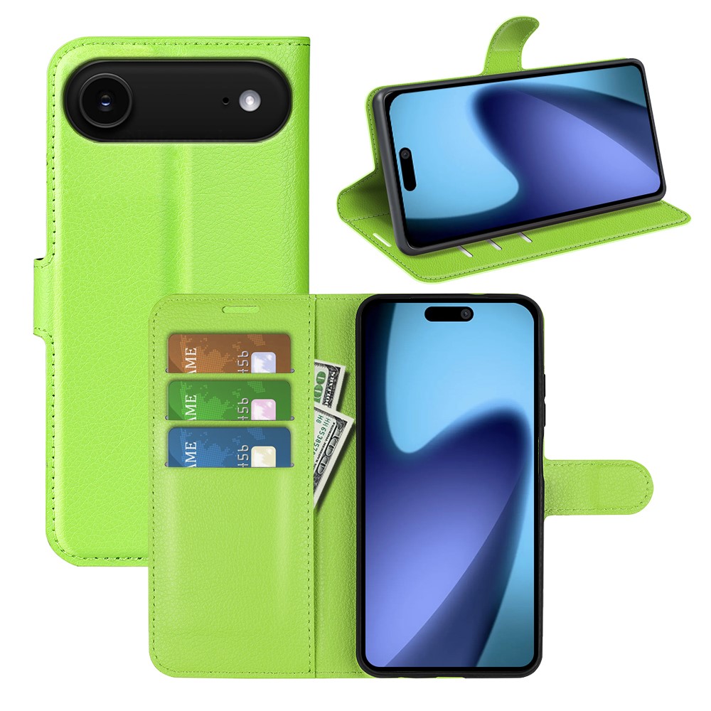  iPhone 17 Air Fodral Litchi Läder Grön - Teknikhallen.se