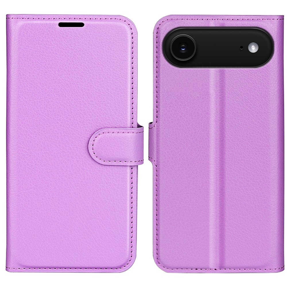  iPhone 17 Air Fodral Litchi Läder Lila - Teknikhallen.se