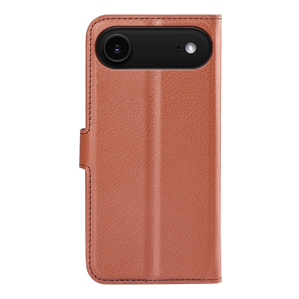  iPhone 17 Air Fodral Litchi Läder Brun - Teknikhallen.se
