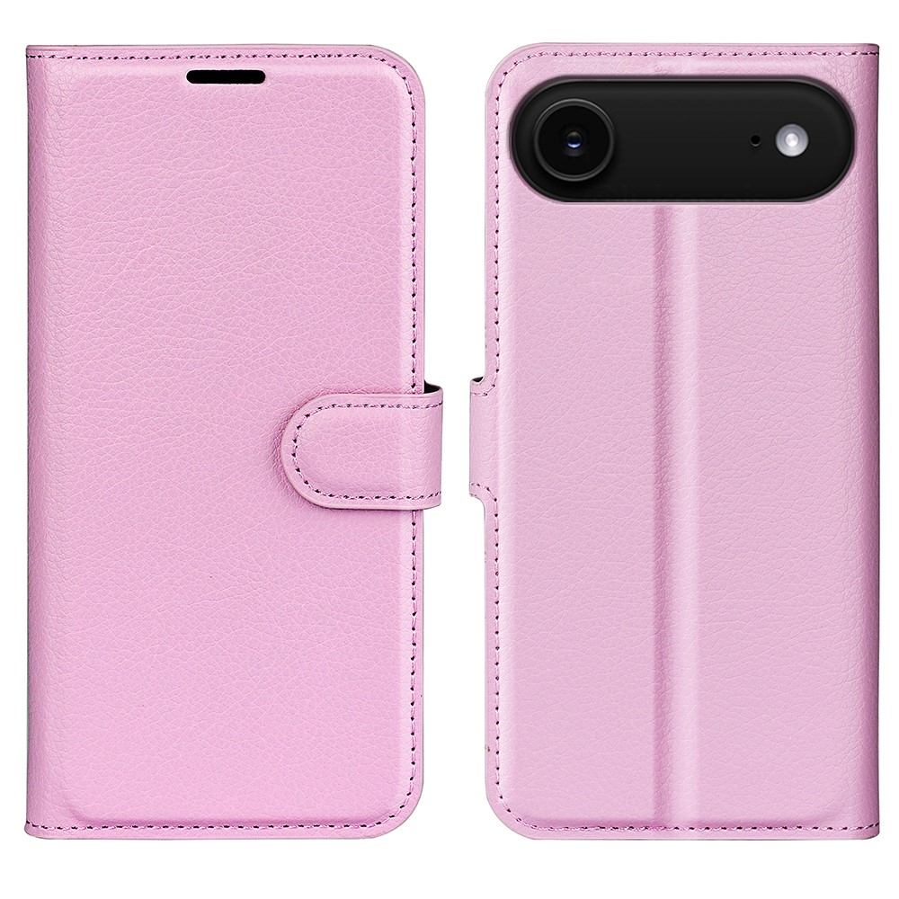  iPhone 17 Air Fodral Litchi Läder Ljus Rosa - Teknikhallen.se