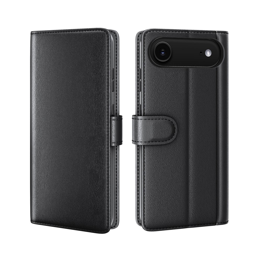  iPhone 17 Air Fodral Premium Äkta Läder Svart - Teknikhallen.se