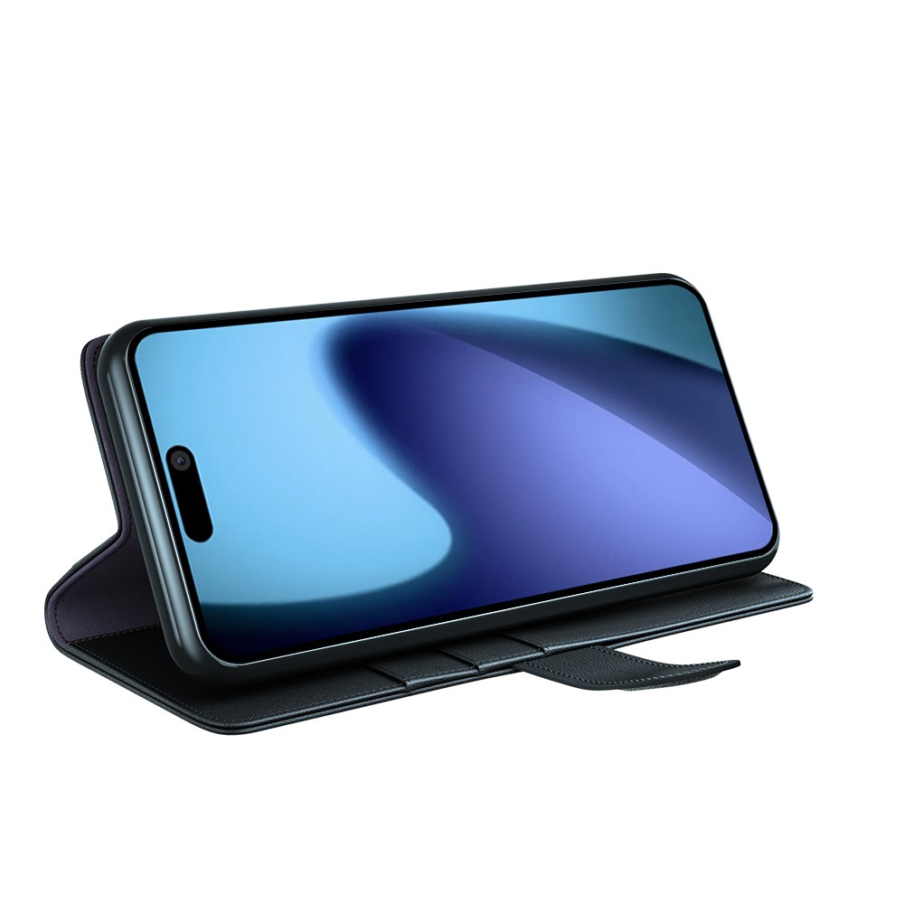  iPhone 17 Air Fodral Premium Äkta Läder Svart - Teknikhallen.se