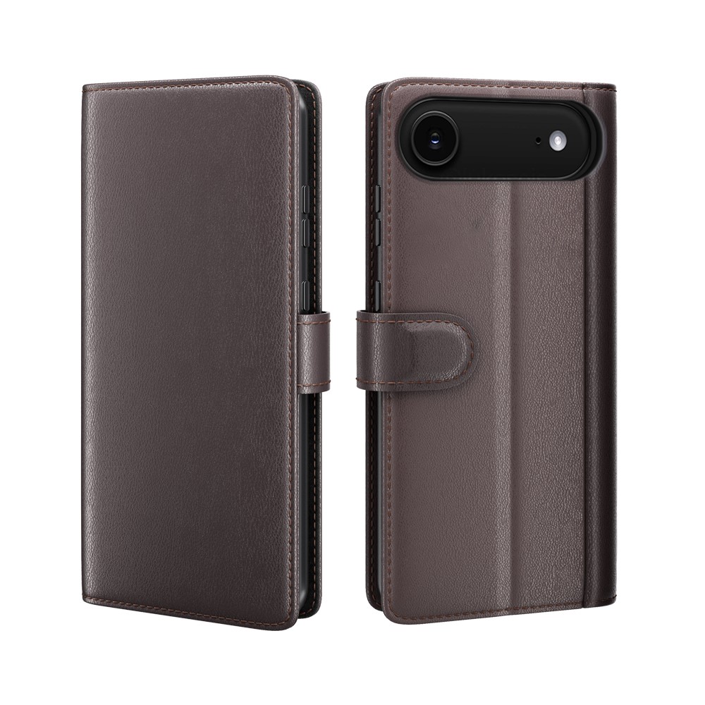  iPhone 17 Air Fodral Premium Äkta Läder Brun - Teknikhallen.se