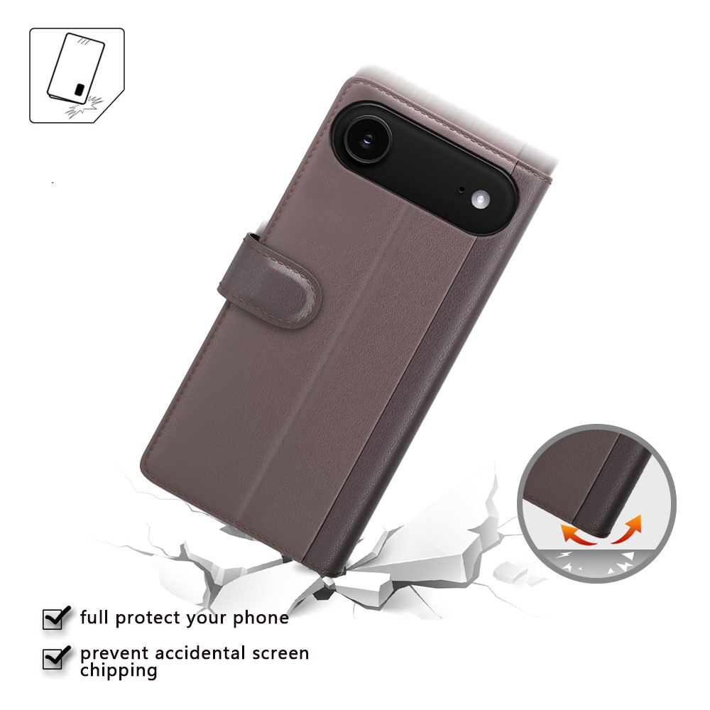  iPhone 17 Air Fodral Premium Äkta Läder Brun - Teknikhallen.se
