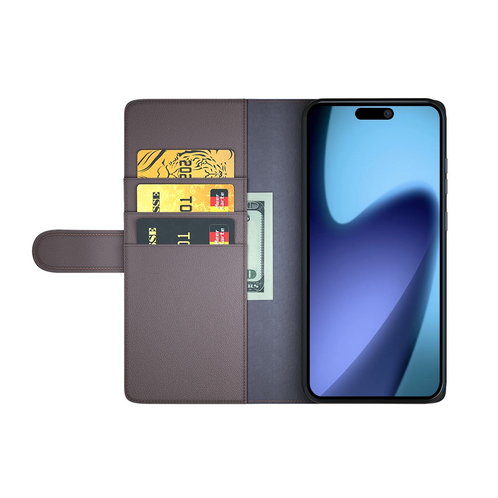  iPhone 17 Air Fodral Premium Äkta Läder Brun - Teknikhallen.se