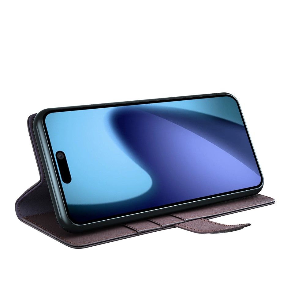 iPhone 17 Air Fodral Premium Äkta Läder Brun - Teknikhallen.se