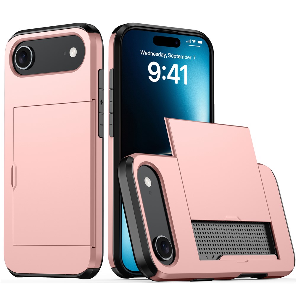  iPhone 17 Air Skal Hybrid Med Kortfack Roséguld - Teknikhallen.se