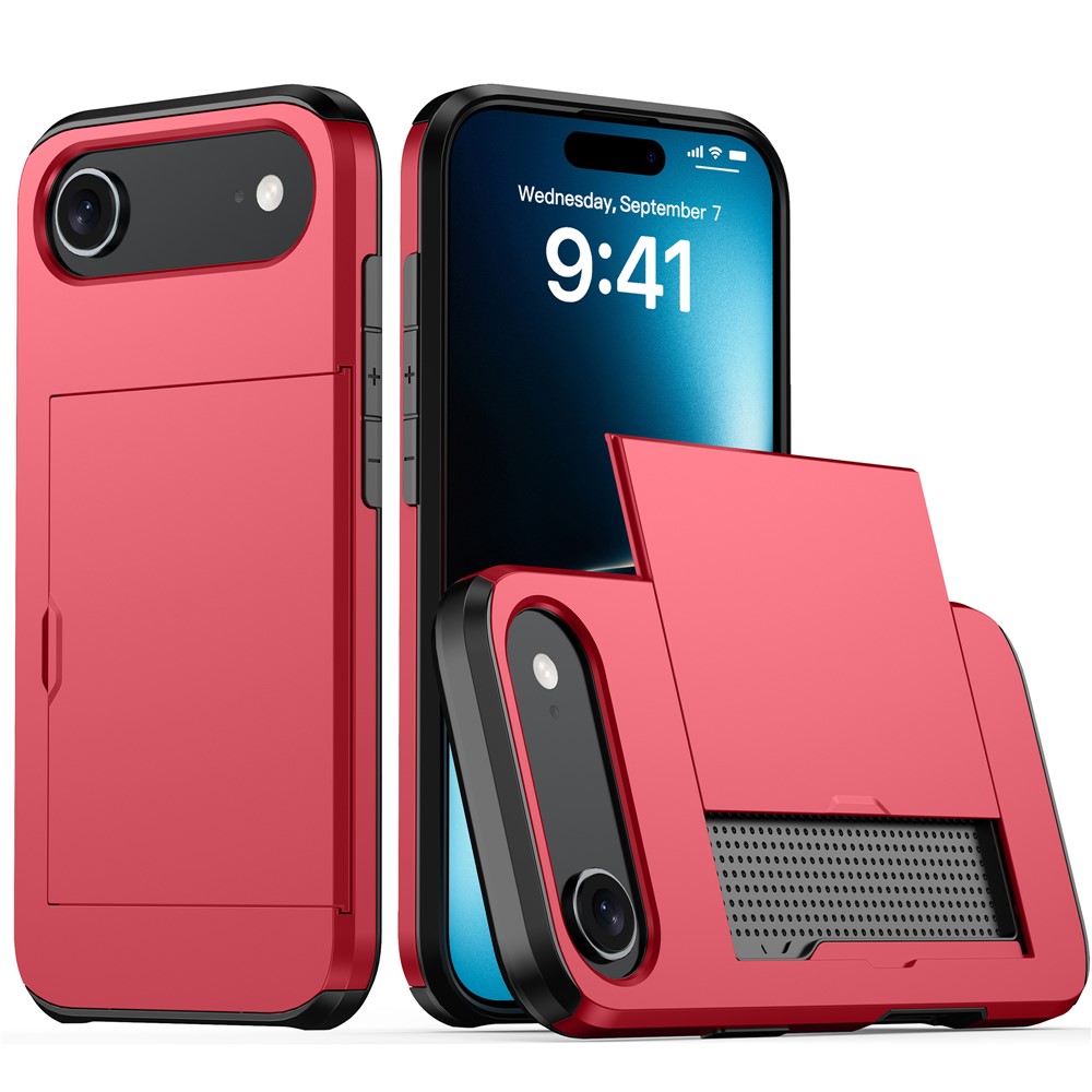  iPhone 17 Air Skal Hybrid Med Kortfack Röd - Teknikhallen.se