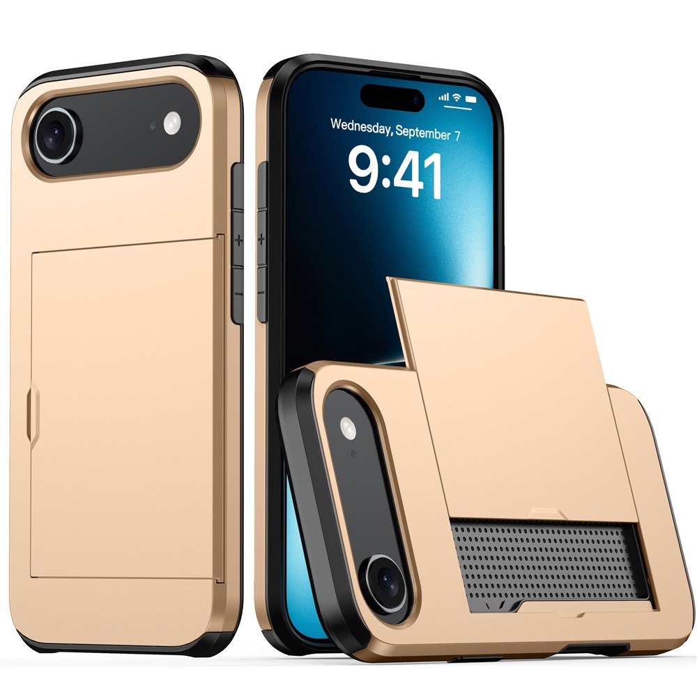  iPhone 17 Air Skal Hybrid Med Kortfack Guld - Teknikhallen.se