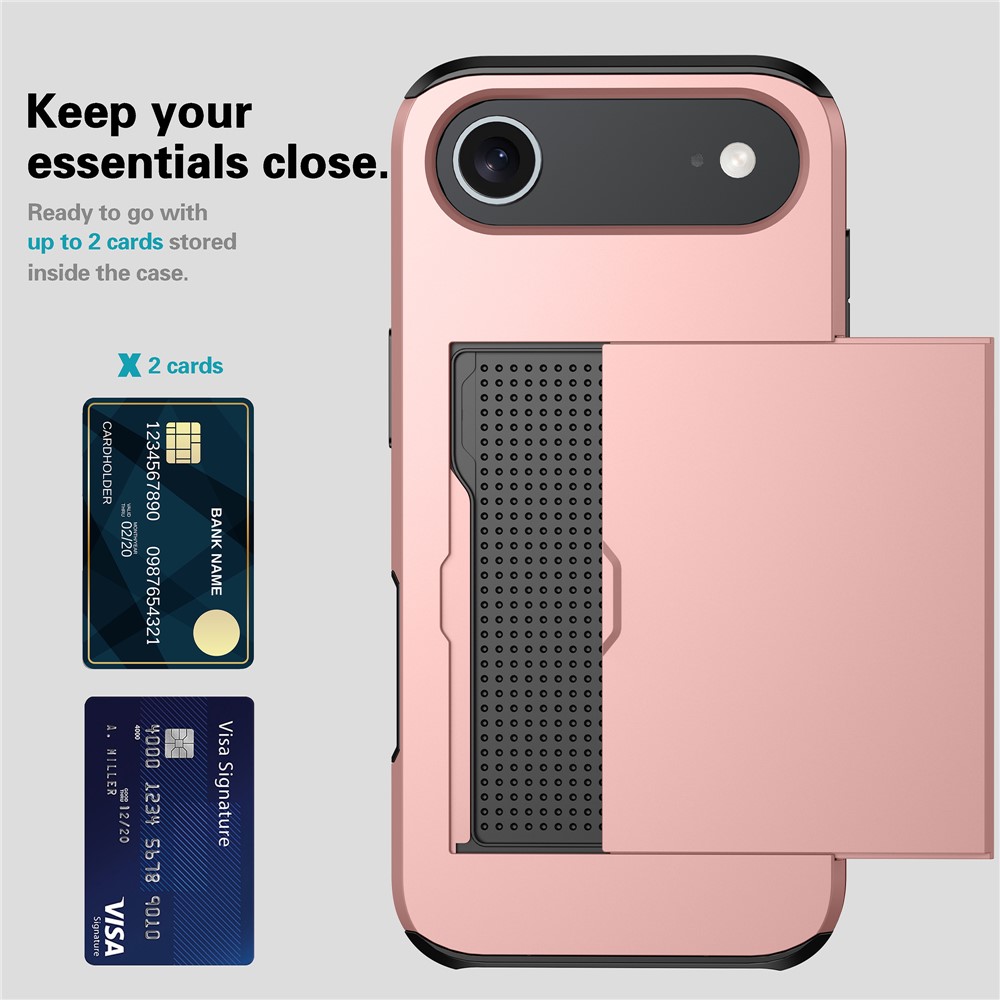  iPhone 17 Air Skal Hybrid Med Kortfack Guld - Teknikhallen.se