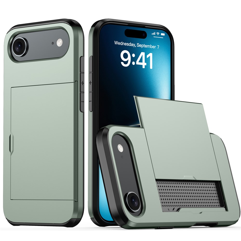  iPhone 17 Air Skal Hybrid Med Kortfack Grön - Teknikhallen.se