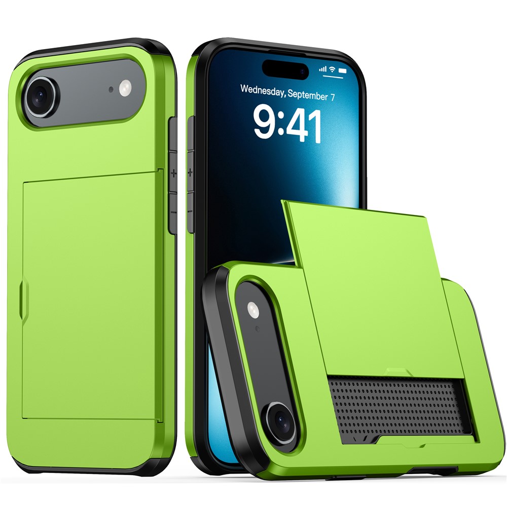  iPhone 17 Air Skal Hybrid Med Kortfack Grön - Teknikhallen.se
