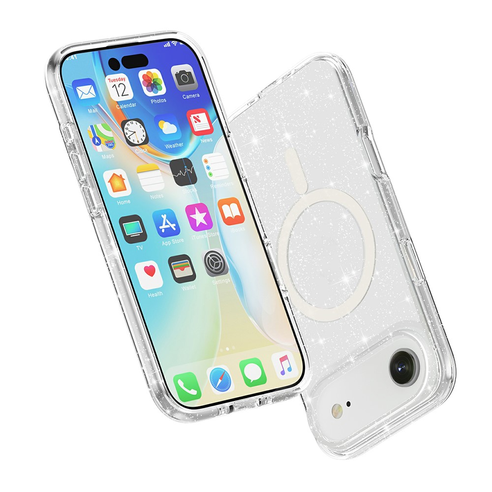  iPhone 17 Air Skal MagSafe Glitter Transparent - Teknikhallen.se