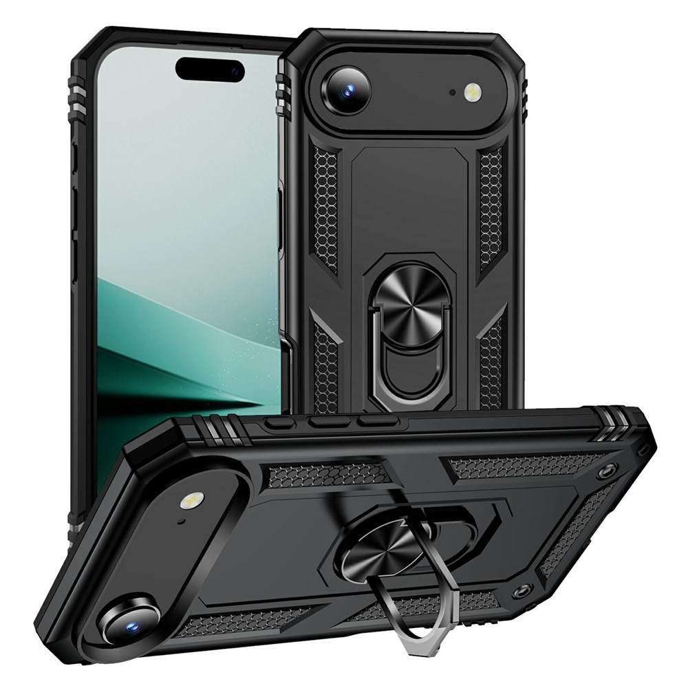  iPhone 17 Air Skal Shockproof Hybrid Ring Svart - Teknikhallen.se