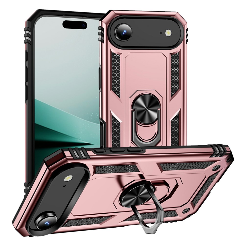  iPhone 17 Air Skal Shockproof Hybrid Ring Roséguld - Teknikhallen.se