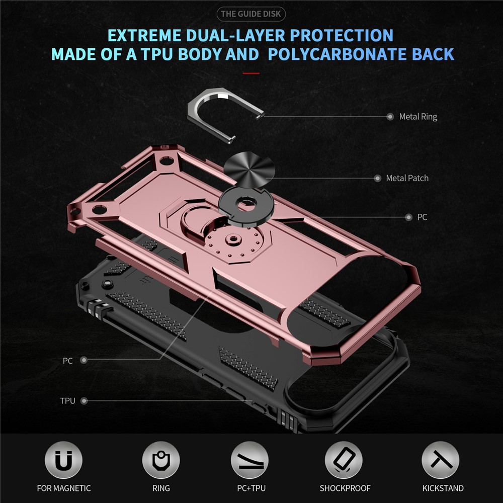  iPhone 17 Air Skal Shockproof Hybrid Ring Roséguld - Teknikhallen.se