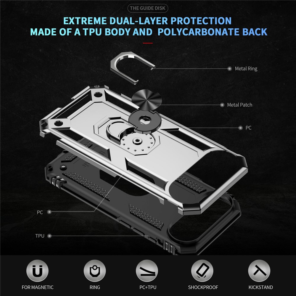  iPhone 17 Air Skal Shockproof Hybrid Ring Silver - Teknikhallen.se