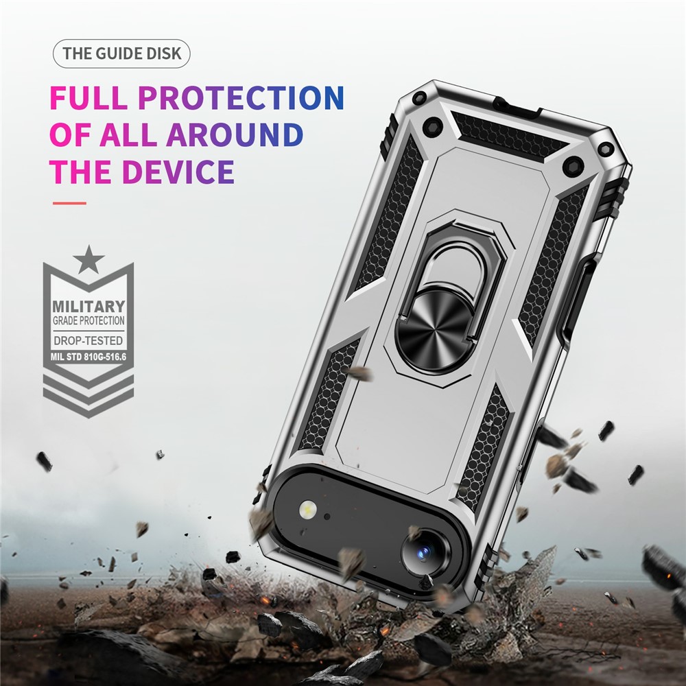  iPhone 17 Air Skal Shockproof Hybrid Ring Silver - Teknikhallen.se