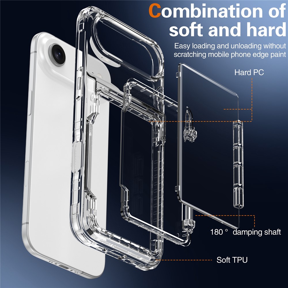  iPhone 17 Air Skal Kickstand Med Kortfack Transparent - Teknikhallen.se