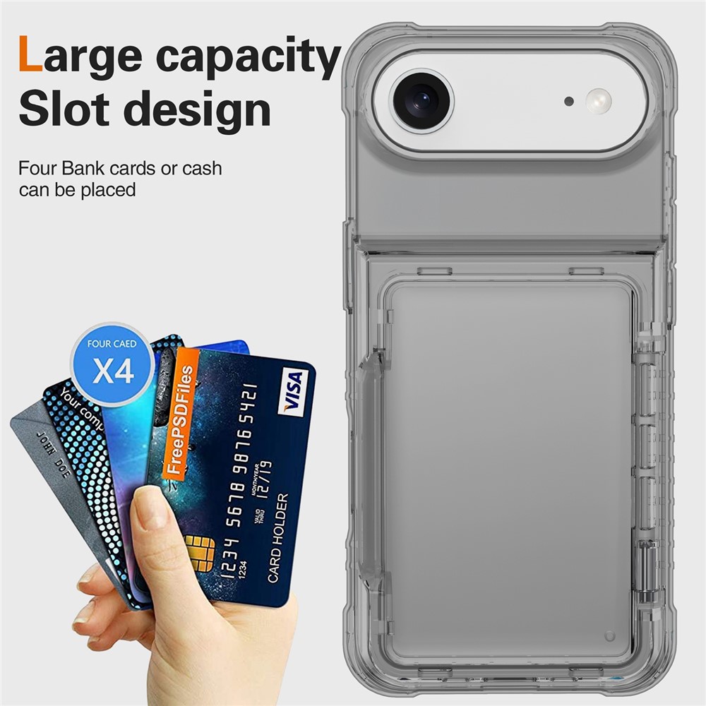  iPhone 17 Air Skal Kickstand Med Kortfack Tonad Svart - Teknikhallen.se