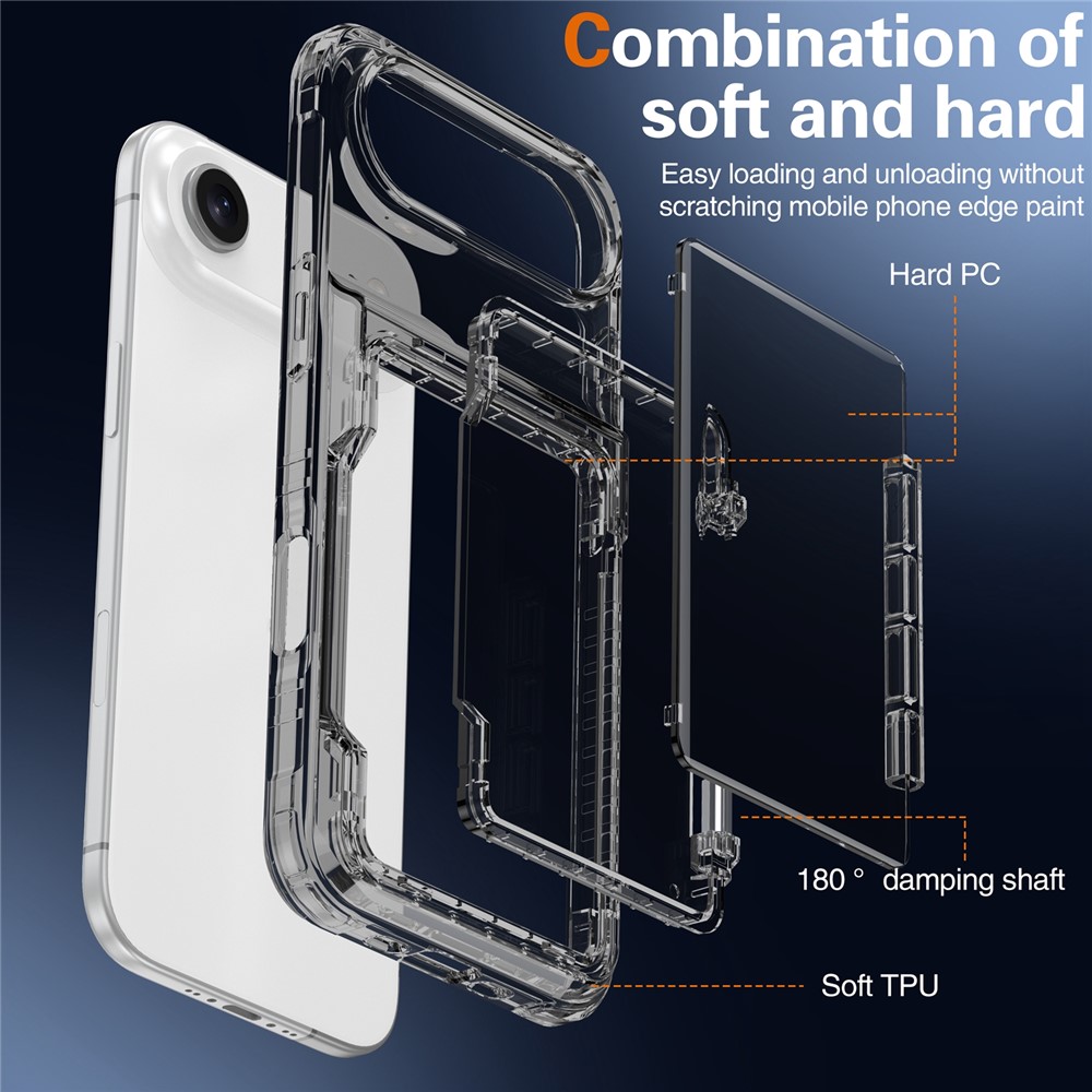  iPhone 17 Air Skal Kickstand Med Kortfack Tonad Svart - Teknikhallen.se