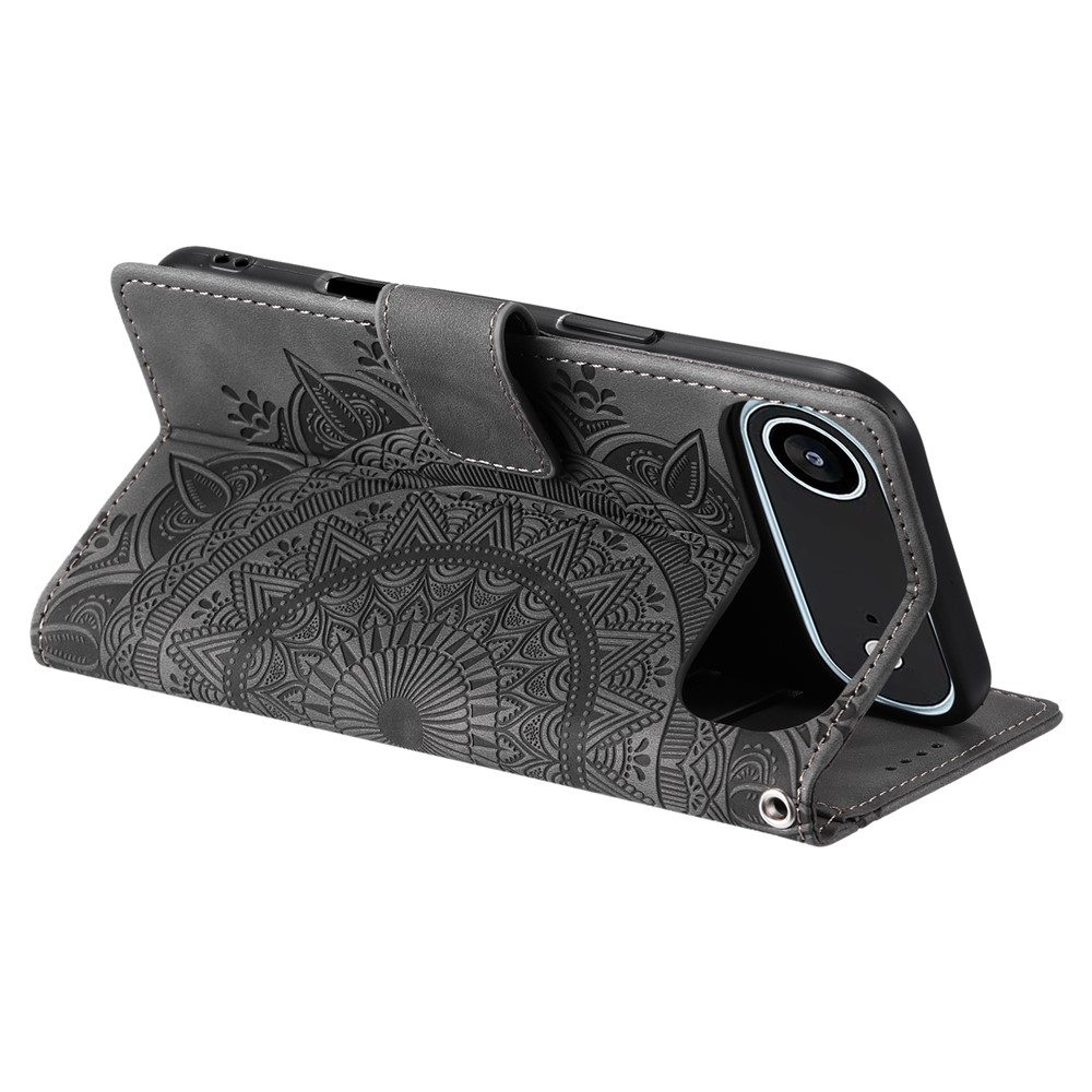  iPhone 17 Air Fodral Mandala Läder Grå - Teknikhallen.se