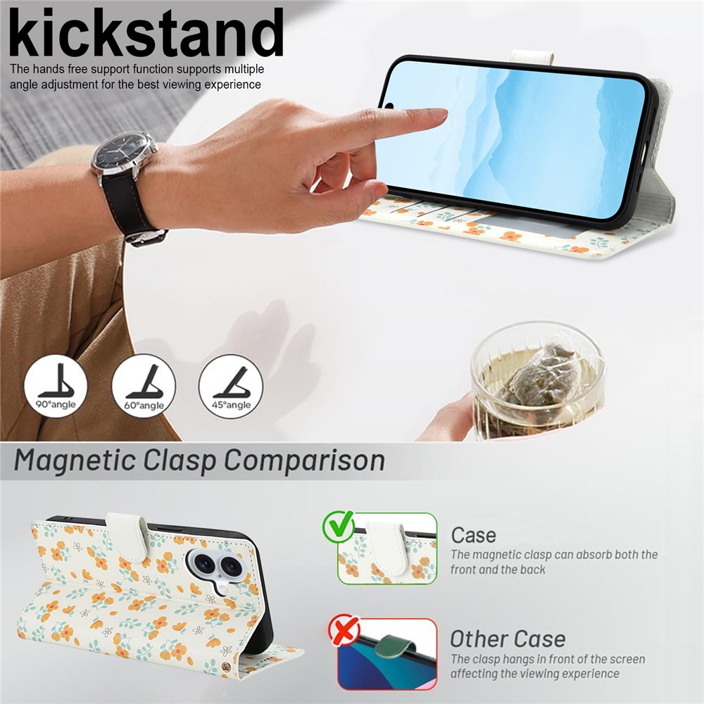  iPhone 17 Fodral Rhombus Läder Blommor Vit - Teknikhallen.se