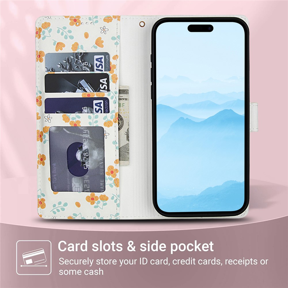  iPhone 17 Fodral Rhombus Läder Blommor Vit - Teknikhallen.se