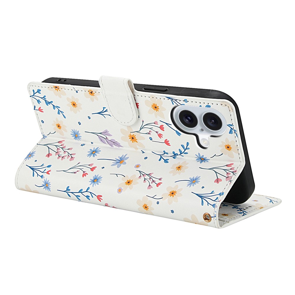  iPhone 17 Fodral Rhombus Läder Blommor Vit - Teknikhallen.se