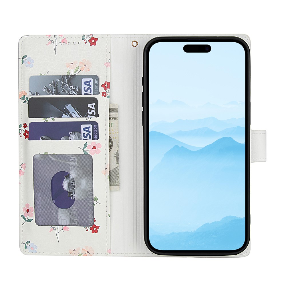  iPhone 16 Pro Max Fodral Rhombus Läder Blommor Vit - Teknikhallen.se