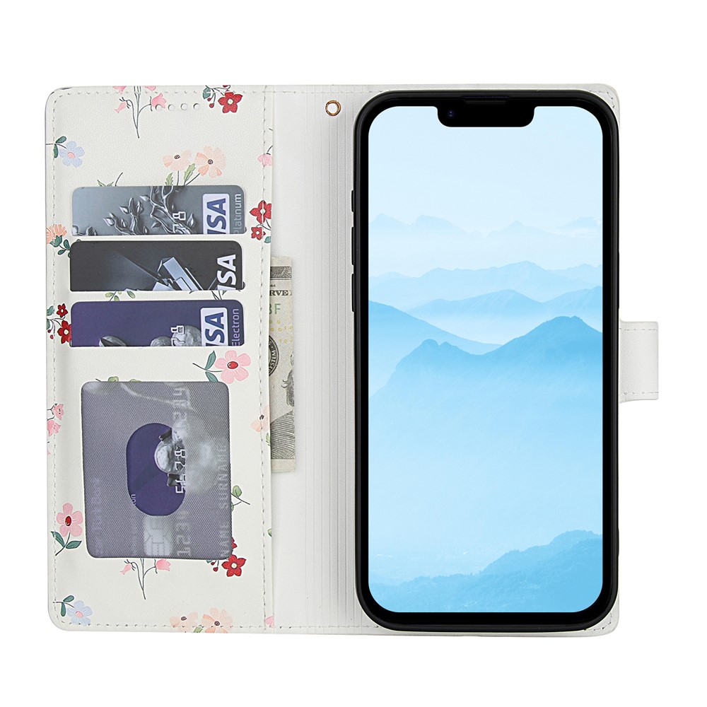  iPhone 16e Fodral Rhombus Läder Blommor Vit - Teknikhallen.se
