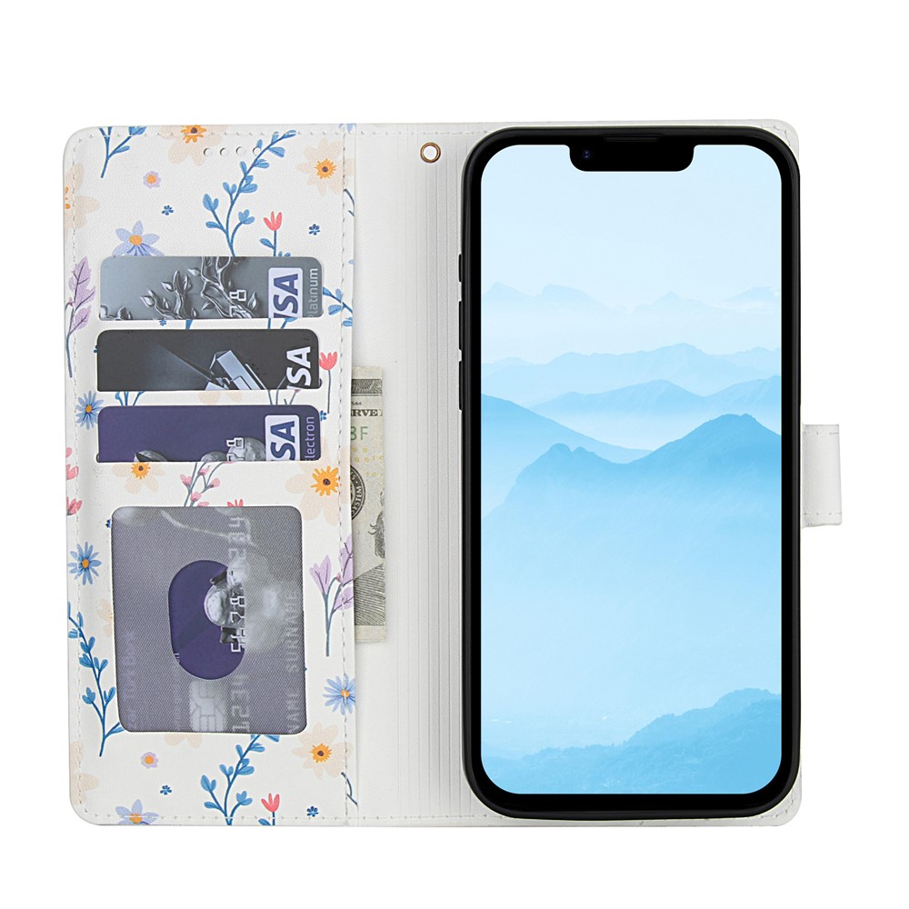  iPhone 16e Fodral Rhombus Läder Blommor Vit - Teknikhallen.se