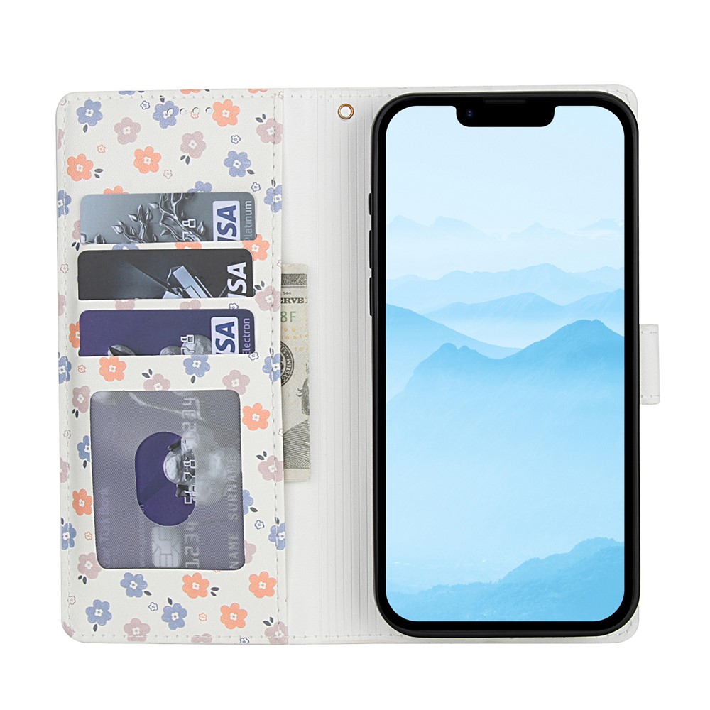  iPhone 16e Fodral Rhombus Läder Blommor Vit - Teknikhallen.se