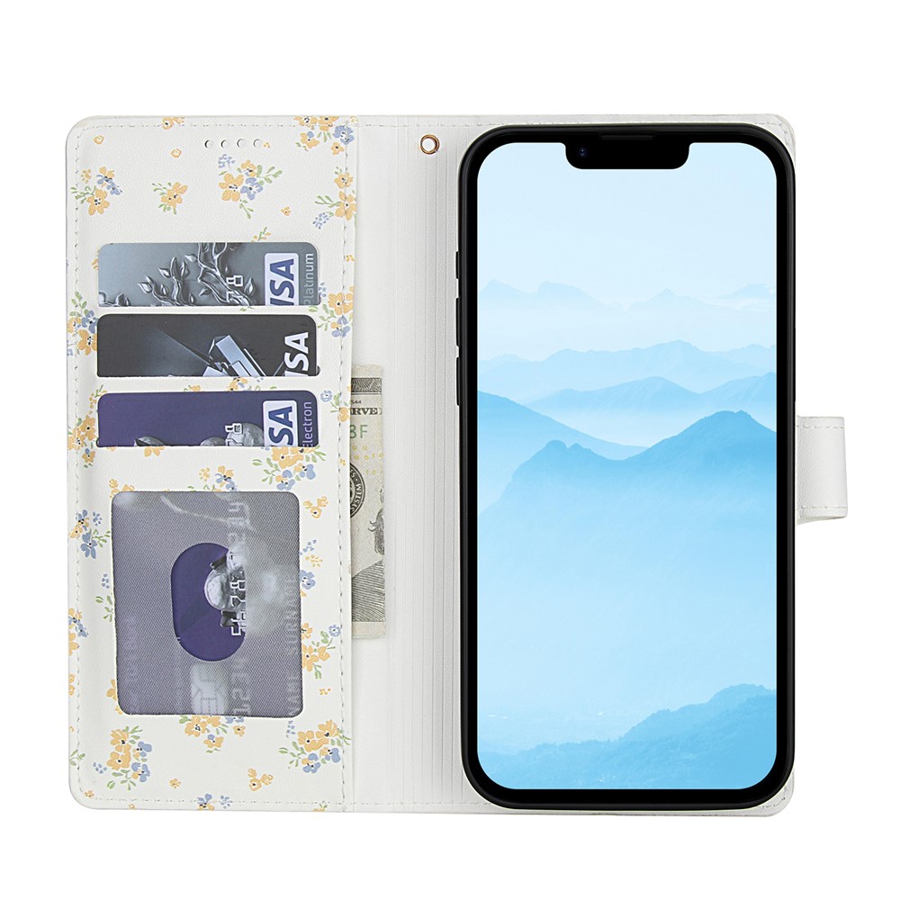  iPhone 16e Fodral Rhombus Läder Blommor Vit - Teknikhallen.se