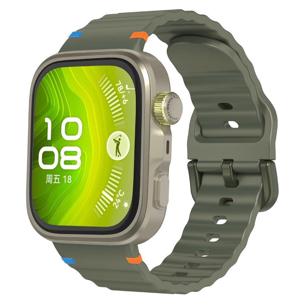  Huawei Watch Fit 4 Pro / 4 / 3 Klockarmband Wave Silikon Grön - Teknikhallen.se