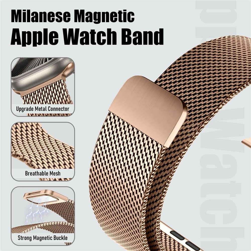  Apple Watch 38/40/41/42 mm Armband Milanese Roséguld - Teknikhallen.se