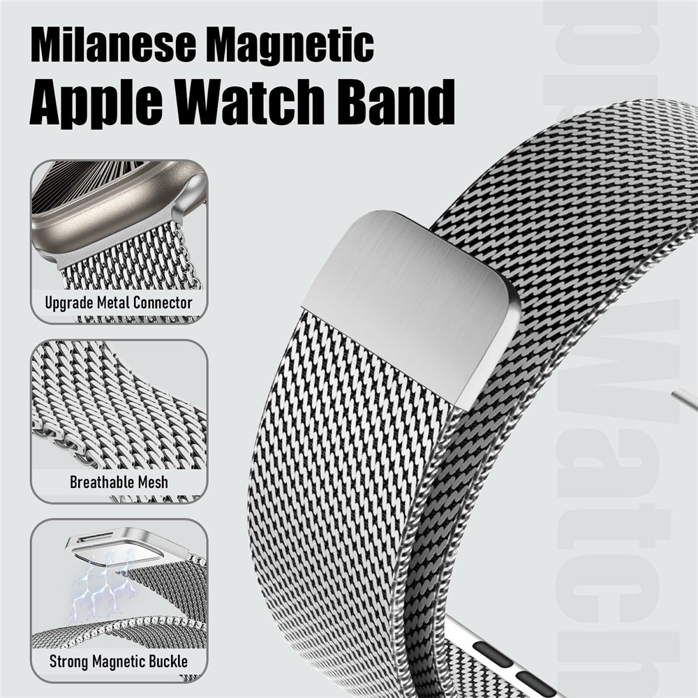  Apple Watch 38/40/41/42 mm Armband Milanese Silver - Teknikhallen.se