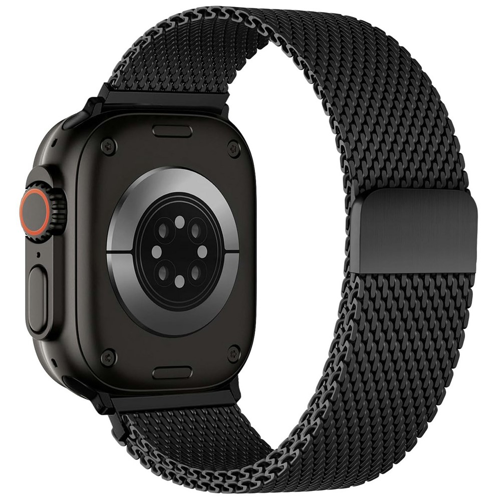 Apple Watch 42/44/45/46/49 mm Armband Milanese Svart - Teknikhallen.se