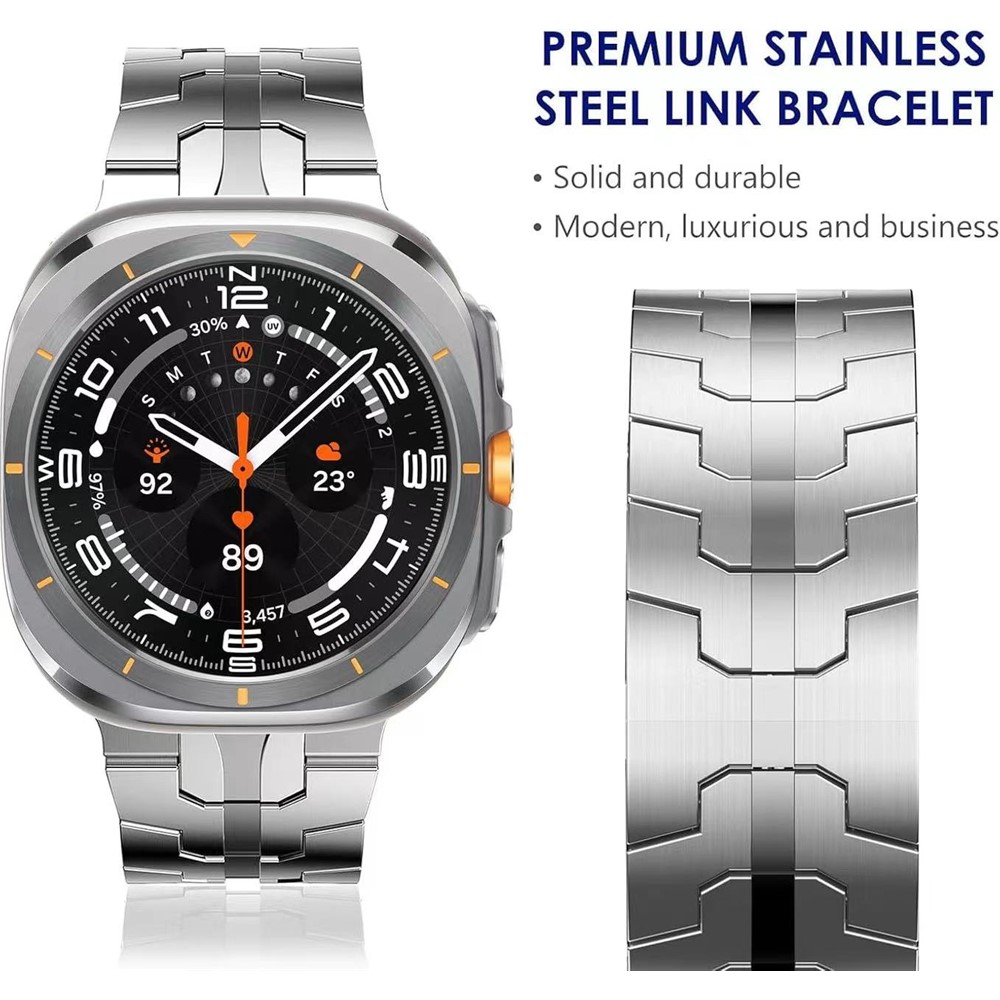  Galaxy Watch Ultra (2025) / 47 mm Armband Metall Silver - Teknikhallen.se