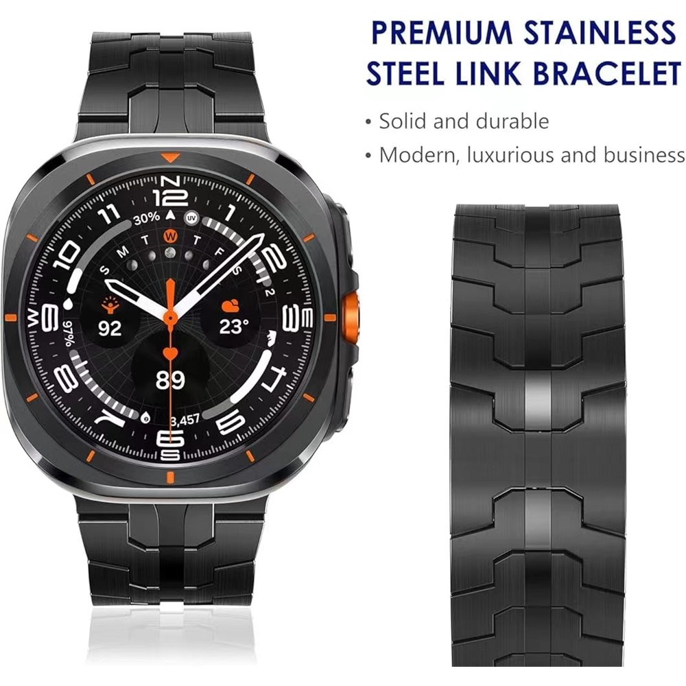  Galaxy Watch Ultra (2025) / 47 mm Armband Metall Svart - Teknikhallen.se