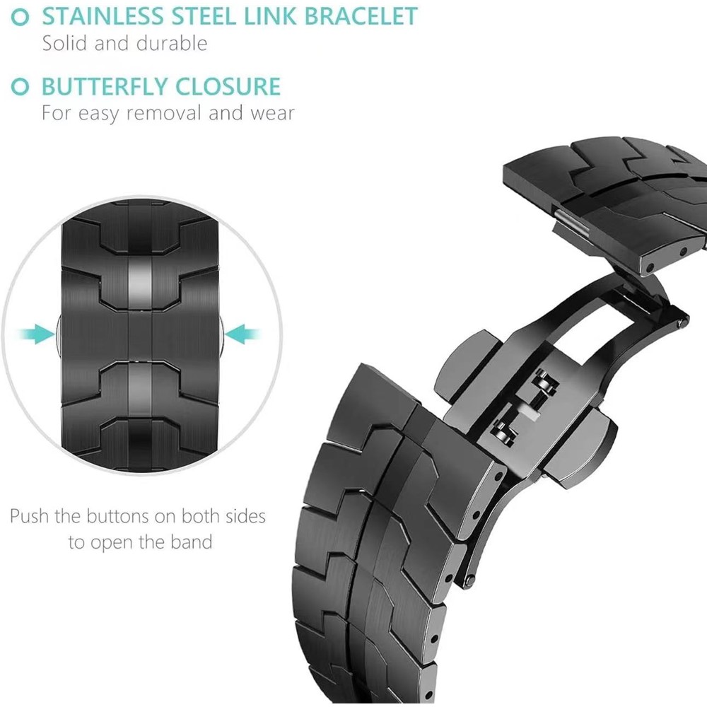 Galaxy Watch Ultra (2025) / 47 mm Armband Metall Svart - Teknikhallen.se