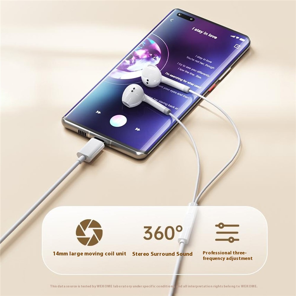 WAKOME WEKOME In-Ear Hörlurar USB-C Vit - Teknikhallen.se