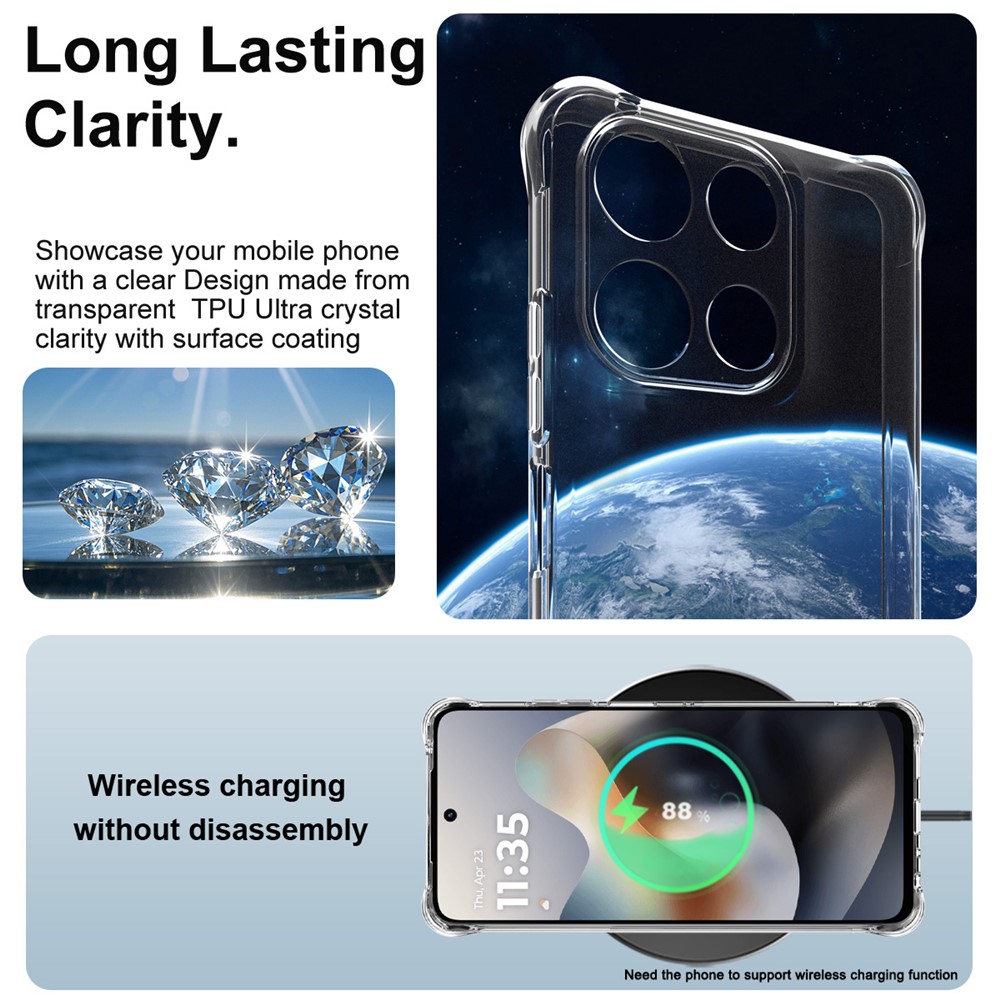 IMAK IMAK Motorola Moto G56 5G Skal Airbag Shockproof Transparent - Teknikhallen.se