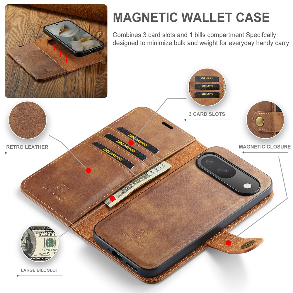 DG.MING DG.MING Google Pixel 10/10 Pro 2in1 Magnet Fodral / Skal Brun - Teknikhallen.se