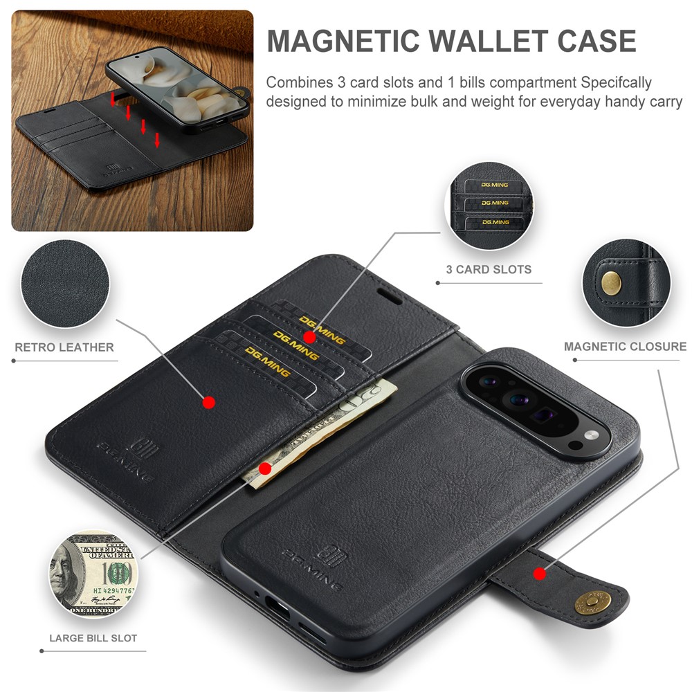 DG.MING DG.MING Google Pixel 10 Pro XL 2in1 Magnet Fodral / Skal Svart - Teknikhallen.se