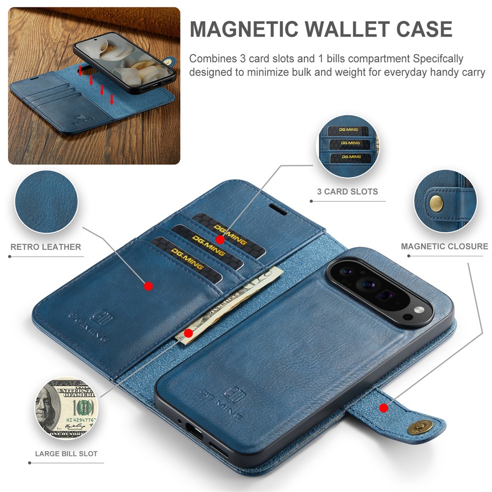 DG.MING DG.MING Google Pixel 10 Pro XL 2in1 Magnet Fodral / Skal Blå - Teknikhallen.se