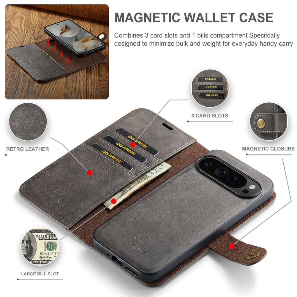 DG.MING DG.MING Google Pixel 10 Pro XL 2in1 Magnet Fodral / Skal Grå - Teknikhallen.se