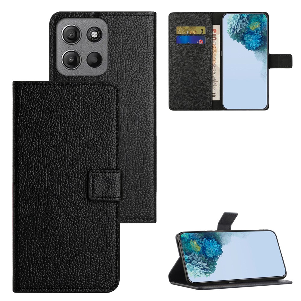  Motorola Moto G86 Power/G86 5G Fodral Litchi Läder Svart - Teknikhallen.se