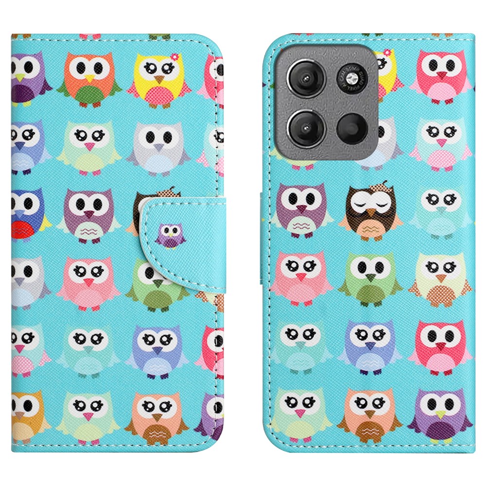  Motorola Moto G86 Power/G86 5G Fodral Läder Ugglor - Teknikhallen.se