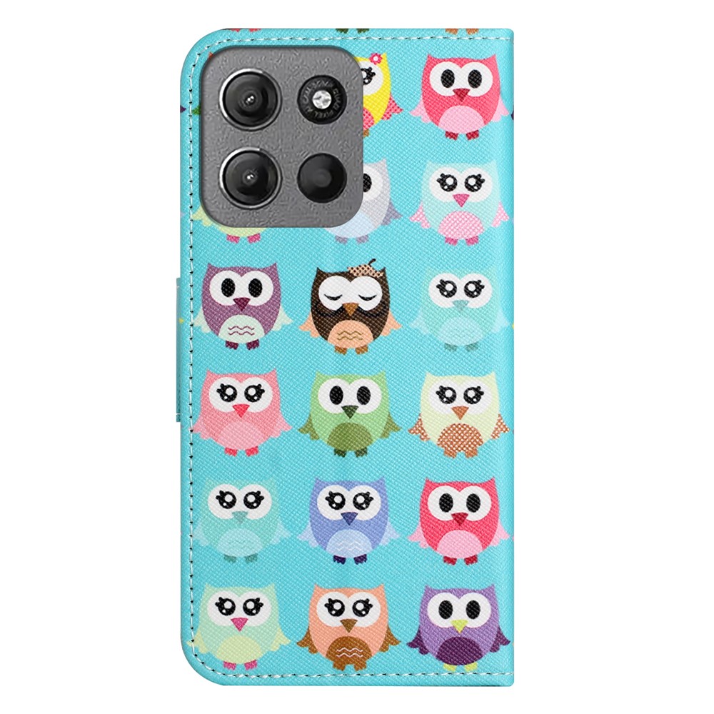  Motorola Moto G86 Power/G86 5G Fodral Läder Ugglor - Teknikhallen.se